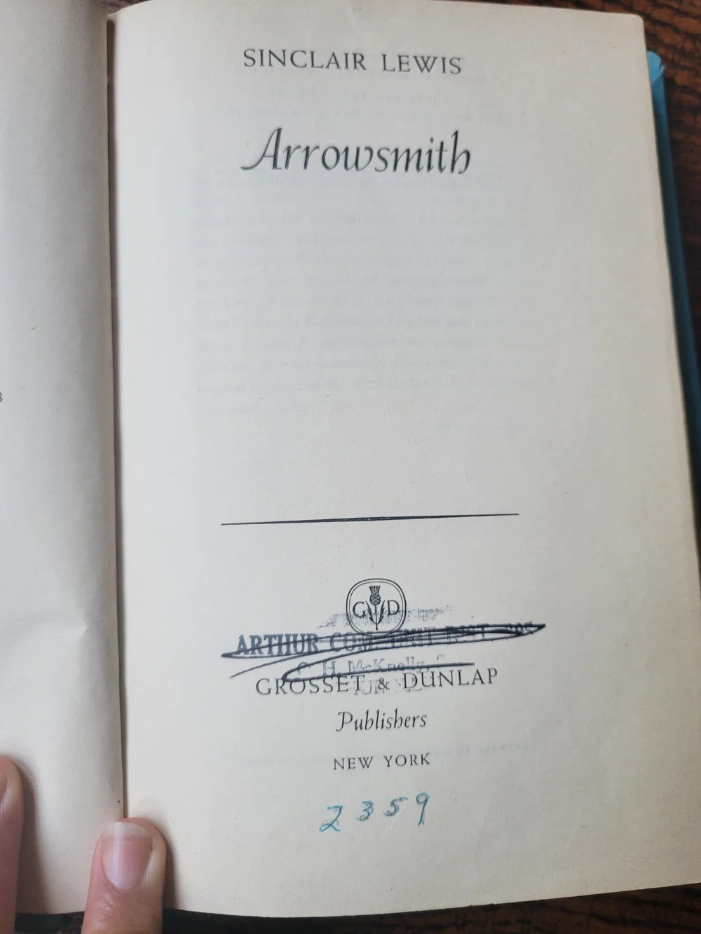 Arrowsmith Lewis, sinclair Hard Cover Vintage Book
